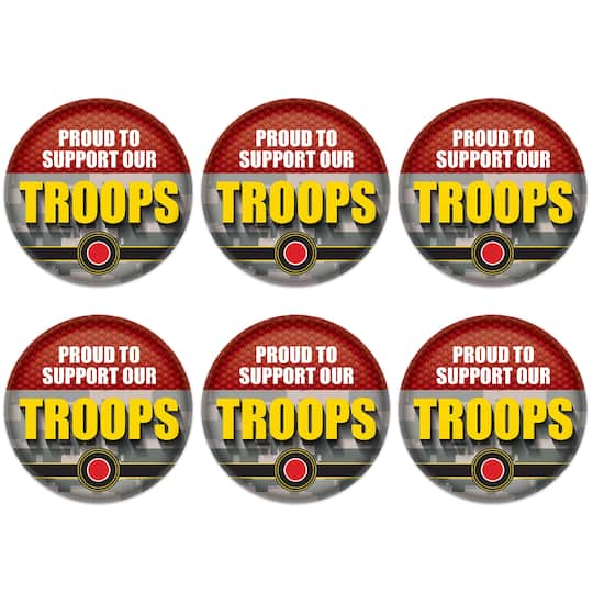 Beistle 2" Red Camouflage Proud To Support Our Troops Buttons, 6ct.